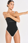 Maillot de bain 1 pièce femme uni noir Livia ANCOLIE LAVANDOU