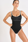 Maillot de bain 1 pièce femme uni noir Livia ANCOLIE LAVANDOU