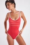 Maillot de bain une pièce femme uni rouge Livia ANCOLIE LAVANDOU