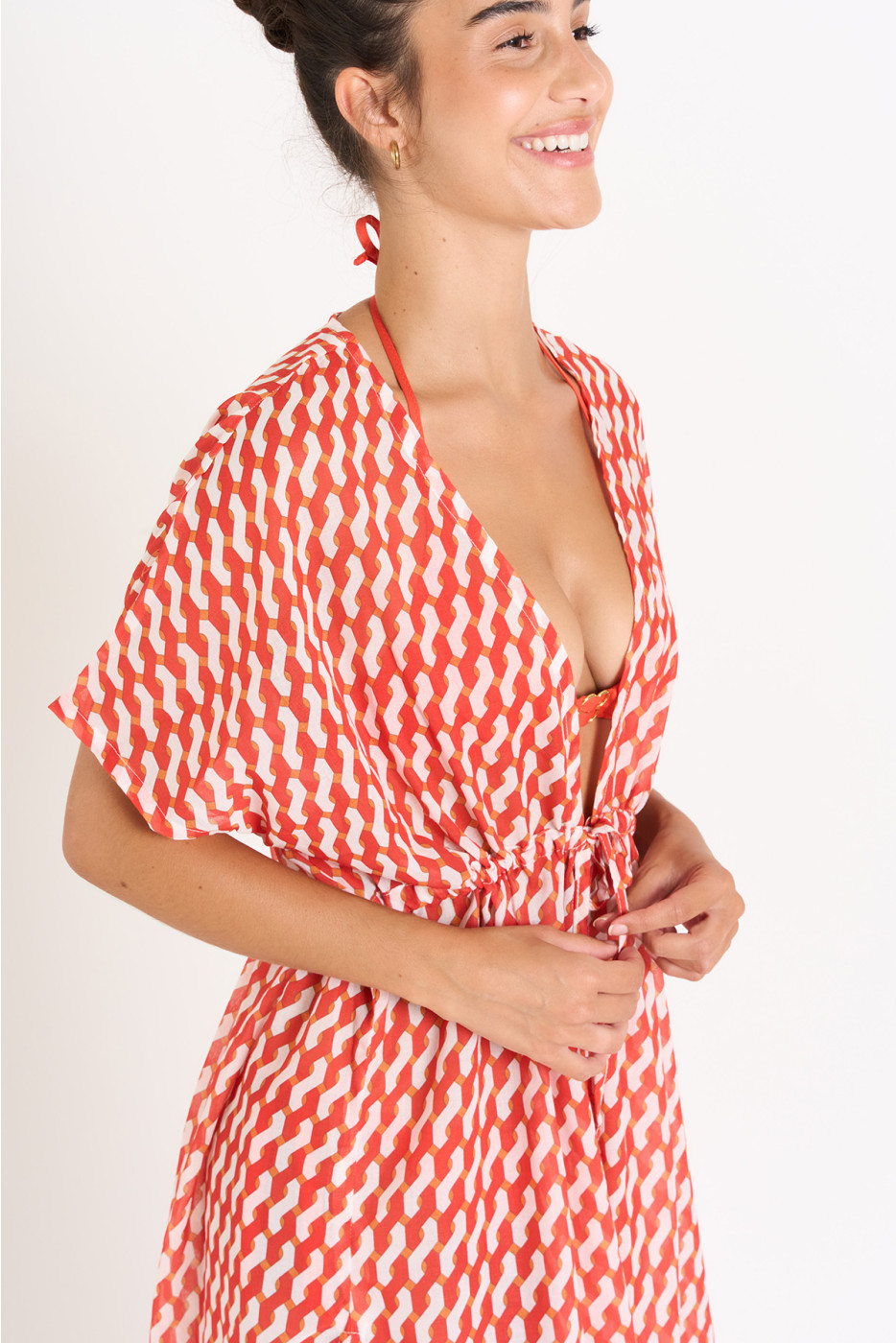 Kimono de plage orange LIZAE LEONIVOIL