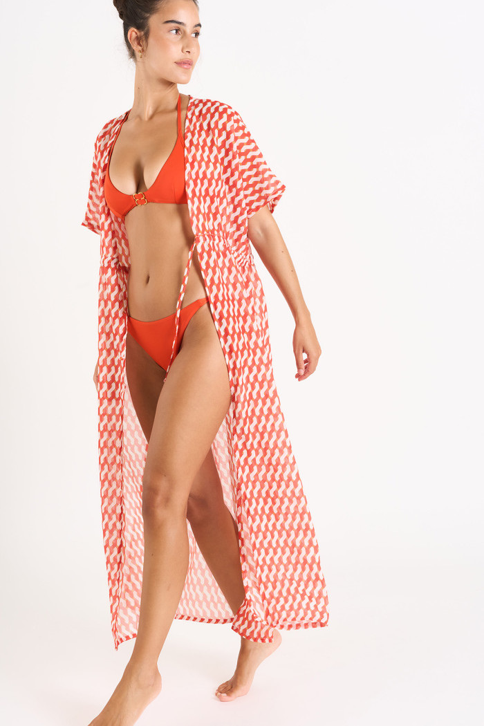 Kimono de plage orange LIZAE LEONIVOIL